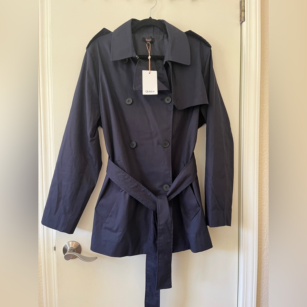 Quince Navy Trench Coat - Size XL - New